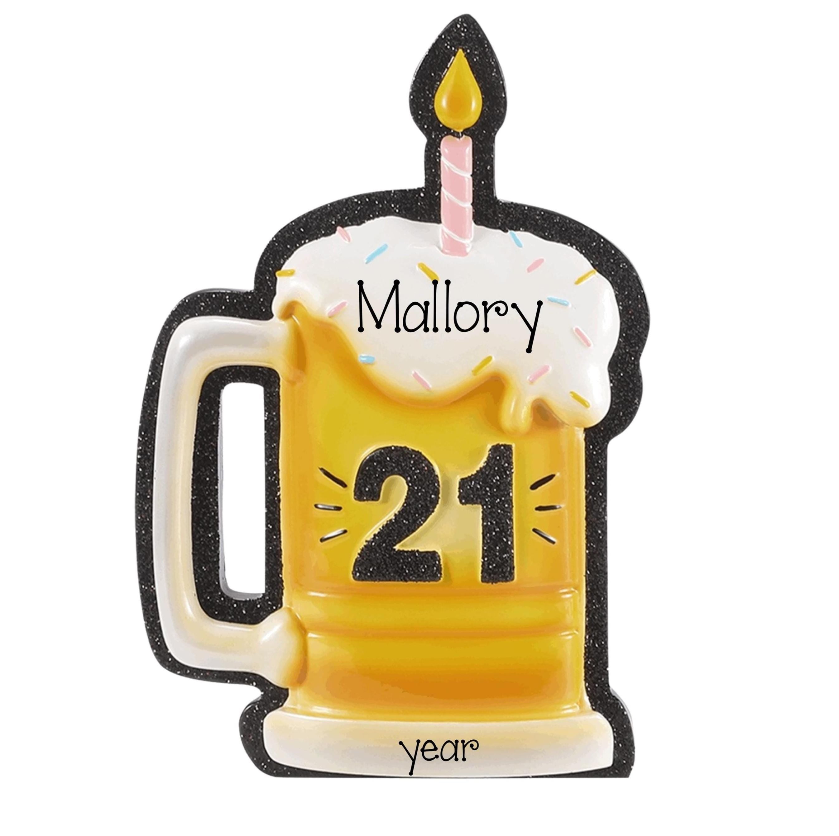 21st Birthday Beer Mug Christmas Ornament ~ Personalized 21st Birthday Ornament