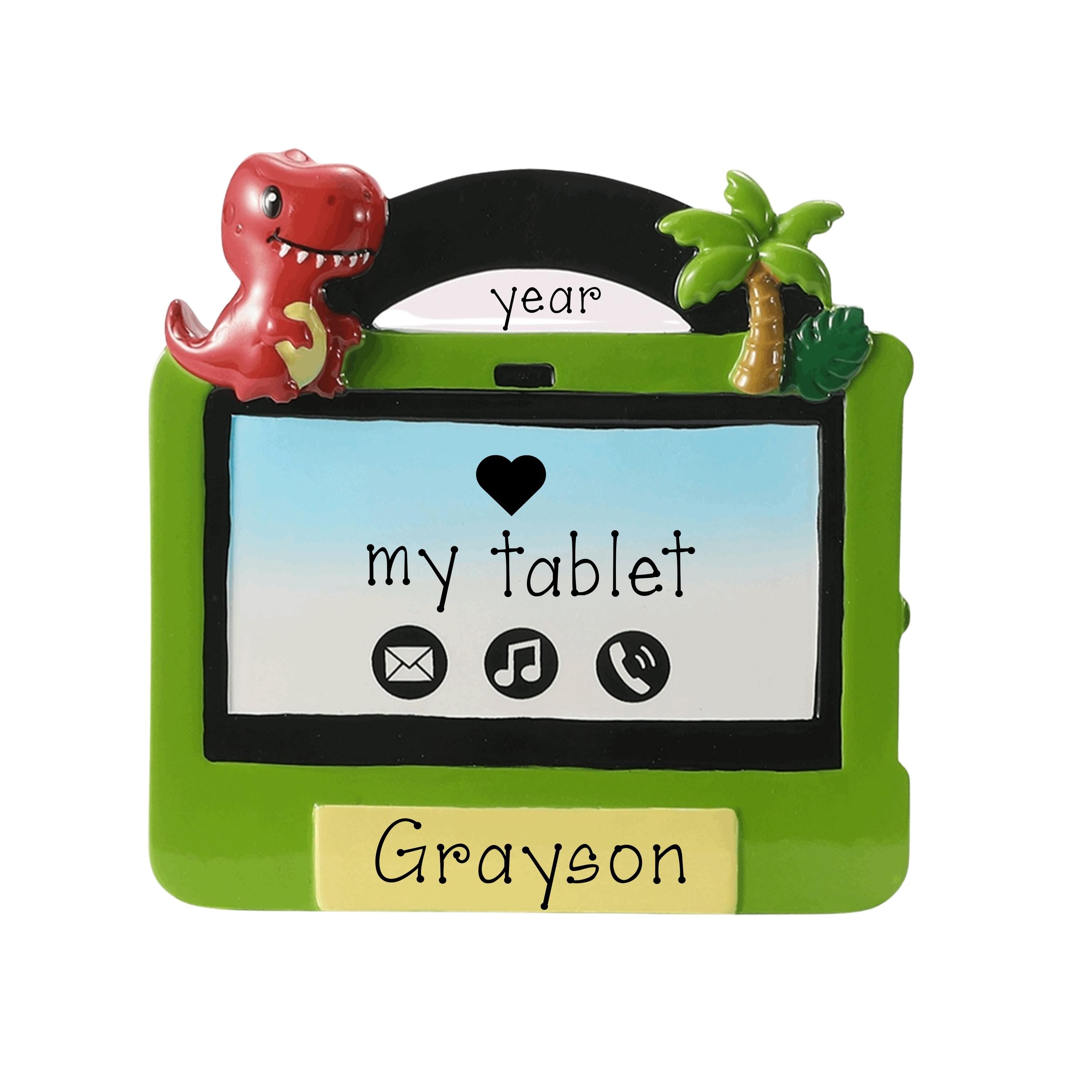 Boy Tablet Personalized Christmas Ornament ~ Child Green Tablet ~ Little Boy Green I-Pad Christmas Ornament ~My First Tablet ~Toddler Tablet