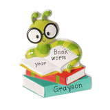 Book Worm Personalized Christmas Ornament~ Book Lover ~ Book Club ~ Librarian Ornament ~ Reading Books Christmas Ornament
