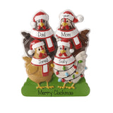 Family of 4 Chicken Christmas Ornament~ Personalized Ornament ~  4 Chickens Christmas Ornament ~ Family of 4 Farm ~ Homesteaders Ornaments