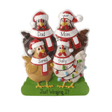 Family of 4 Chicken Christmas Ornament~ Personalized Ornament ~  4 Chickens Christmas Ornament ~ Family of 4 Farm ~ Homesteaders Ornaments