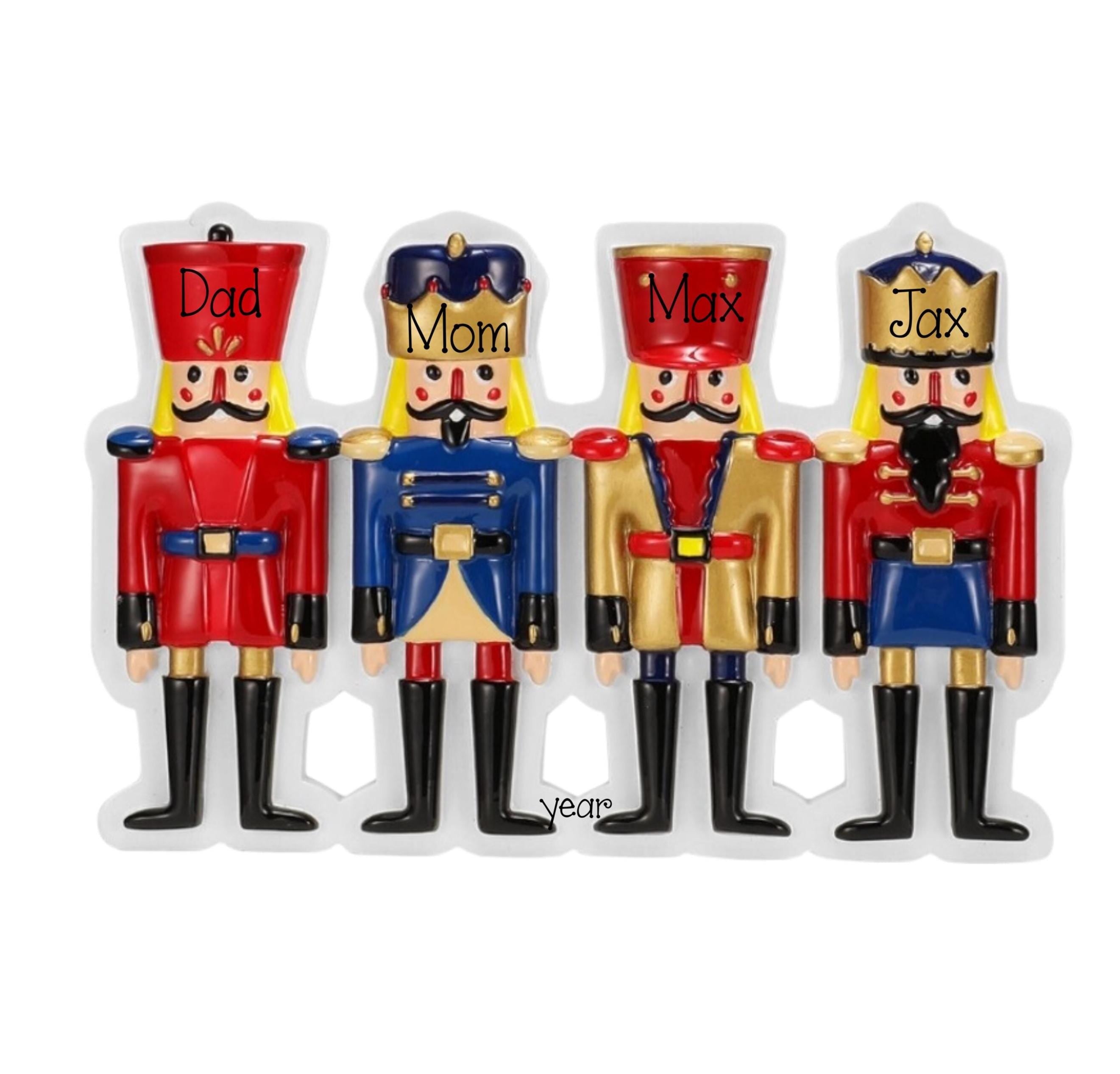 Nutcracker Family of 4 Personalized Christmas Ornament ~ 4 Toy Soldiers Ornament ~ Christmas Ornaments ~ Family of Four Christmas Ornament