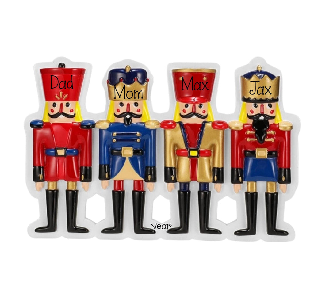 Nutcracker Family of 4 Personalized Christmas Ornament ~ 4 Toy Soldiers Ornament ~ Christmas Ornaments ~ Family of Four Christmas Ornament