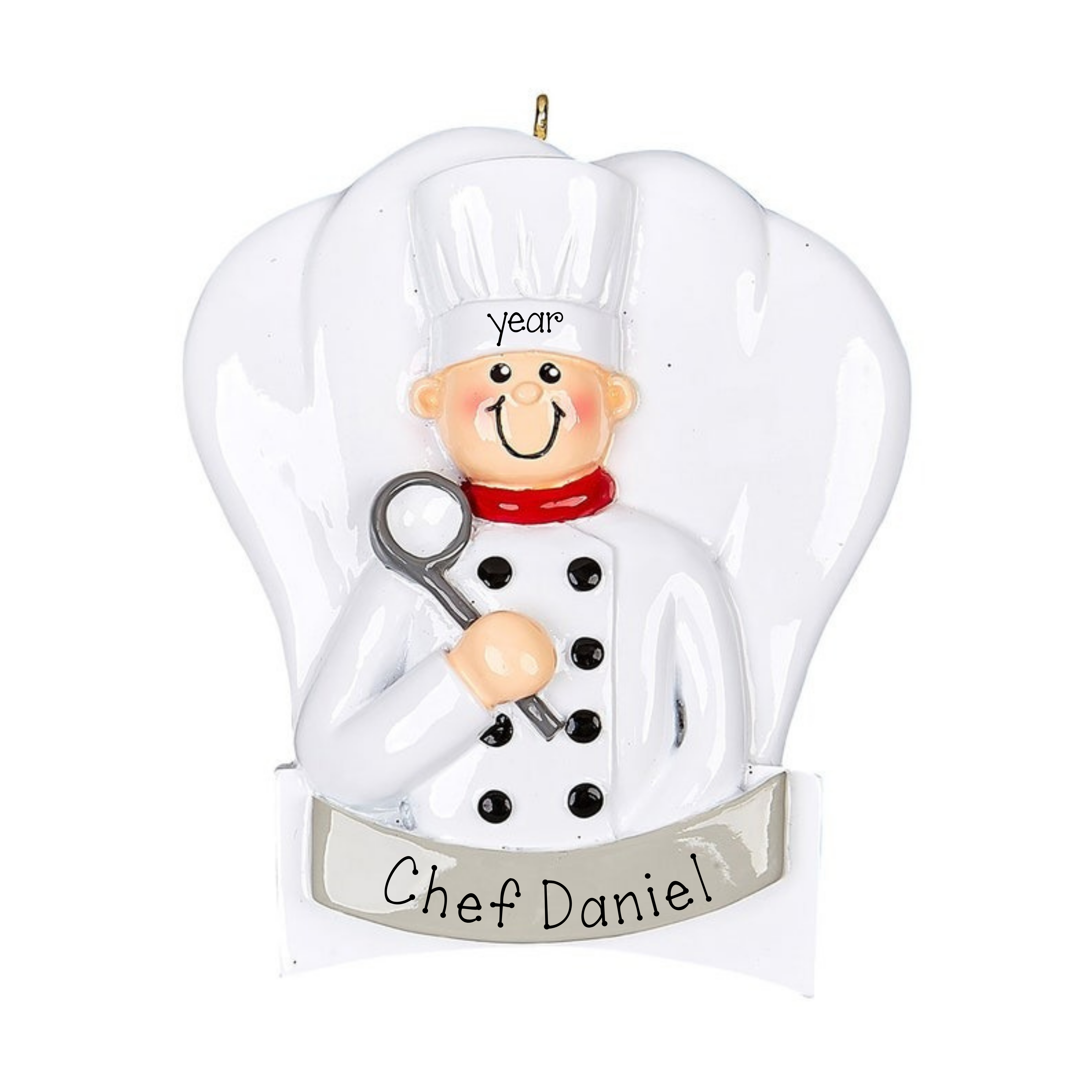 Chef Personalized Christmas Ornament ~ White Chef Uniform with Hat