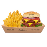 Burger and Fries Personalized Ornament ~ First Job Christmas Ornament