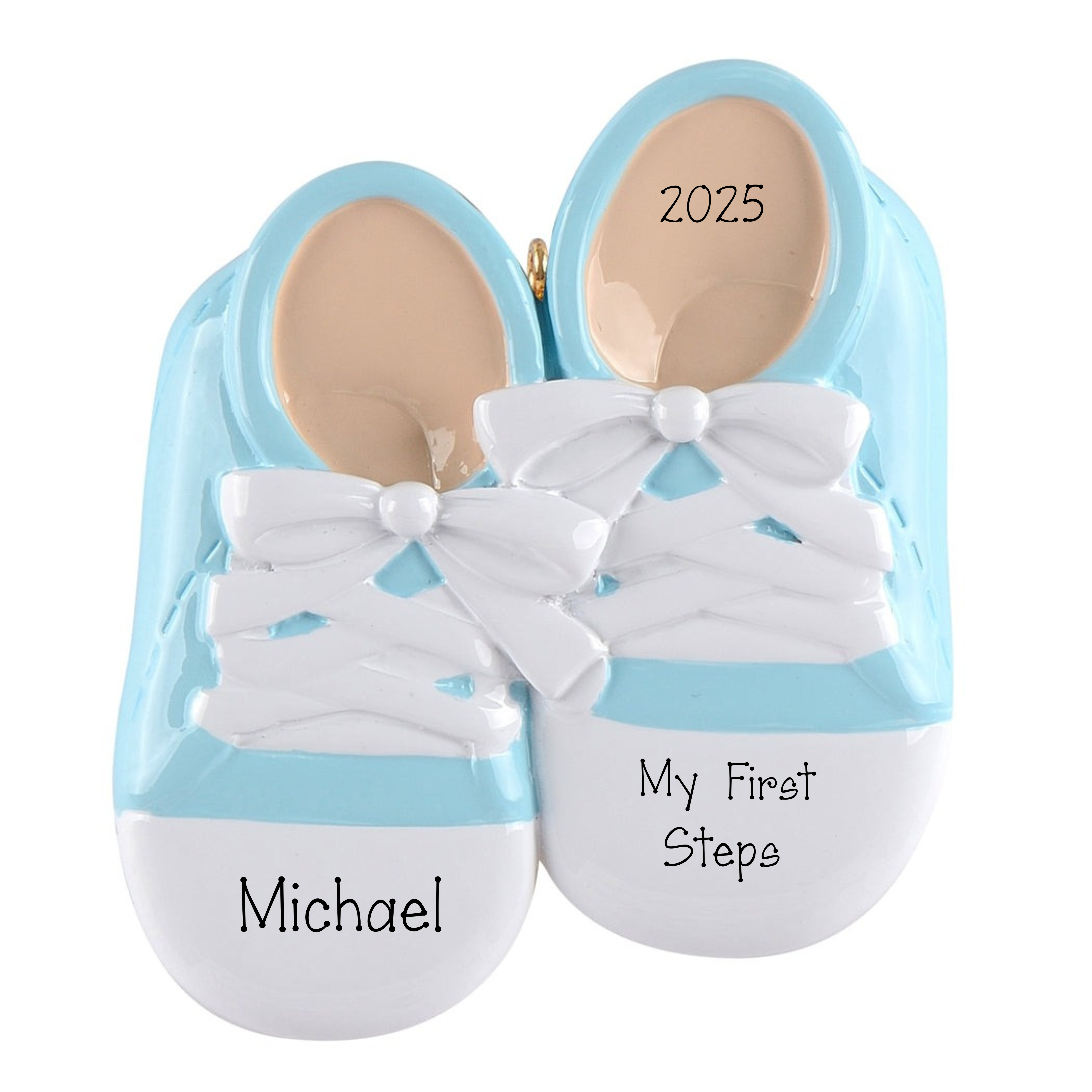 Personalized Blue Baby Shoes Christmas Ornament ~ Baby's 1st Steps ~ New Born Keepsake