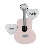Pink Glitter Guitar Personalized Christmas Ornament ~ Pink Guitar Christmas Gift