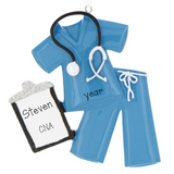 Personalized Blue SCRUBS Christmas Ornament~ Nurse ~ Lab Tech ~ RN ~ CNA ~ Hand Personalized Ornament ~ Medical Gift