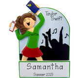 Personalized Concert Ornament for a Female Brunette ~ Music Festival Christmas Ornament