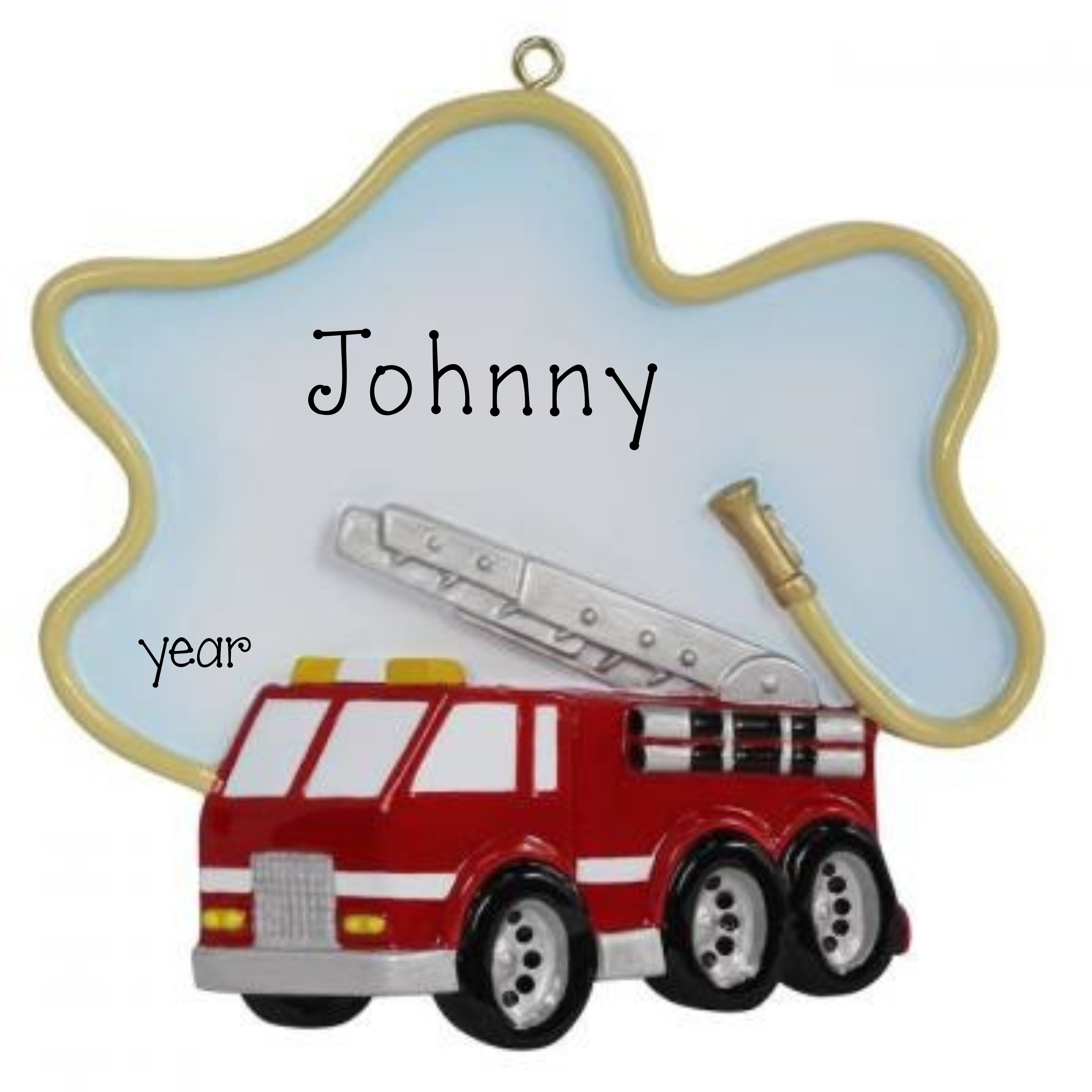Personalized FIRE TRUCK with Hose Ornament ~ Personalized Fire Truck Ornament ~ Firefighter Ornaments ~ Fireman Ornaments