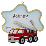 Personalized FIRE TRUCK with Hose Ornament ~ Personalized Fire Truck Ornament ~ Firefighter Ornaments ~ Fireman Ornaments