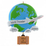 World Traveler Christmas Ornament with Suitcase ~ Vacation Ornament