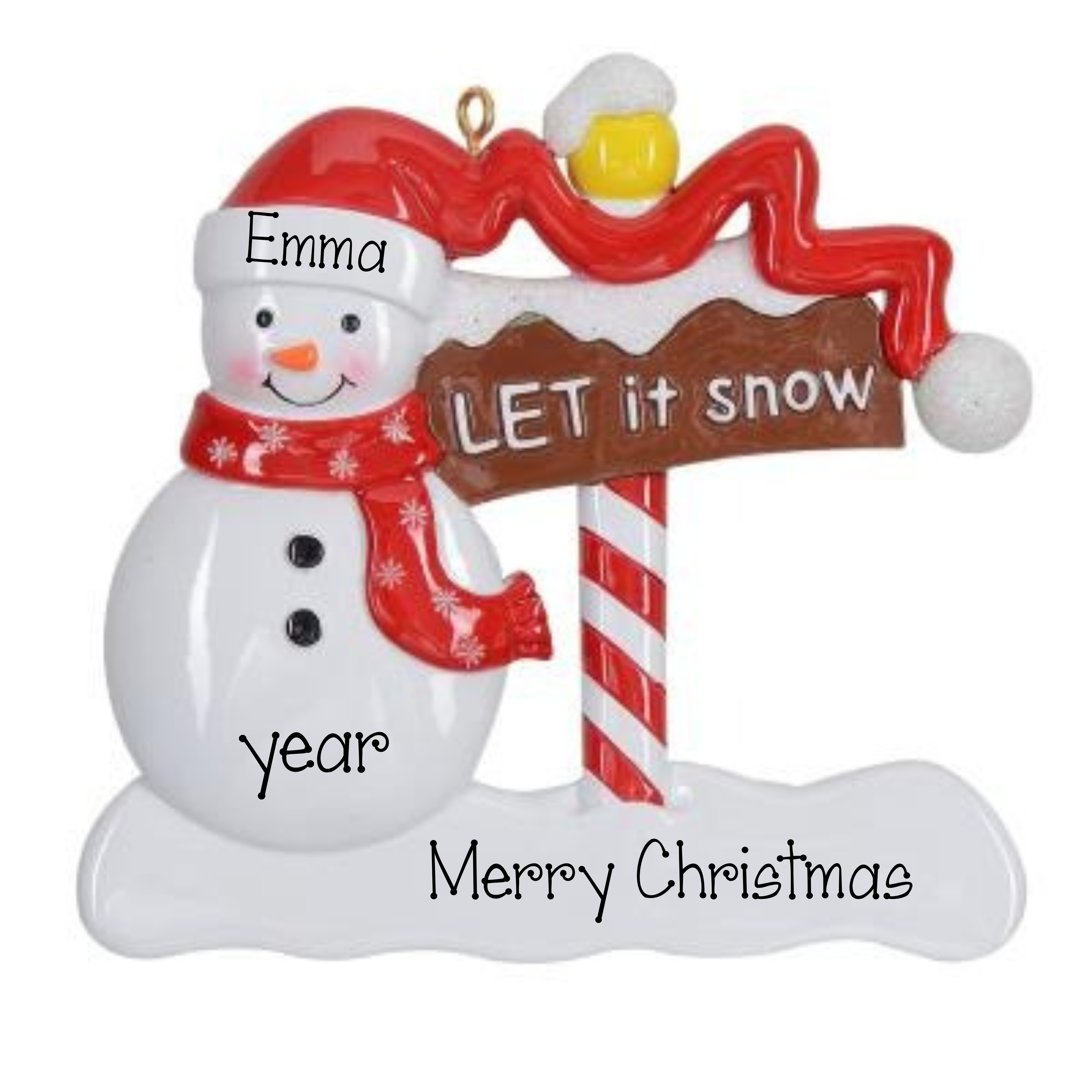 Personalized Let It Snow Snowman Christmas Ornament