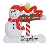 Personalized Let It Snow Snowman Christmas Ornament