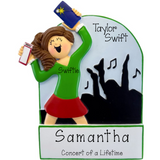 Personalized Concert Ornament for a Female Brunette ~ Music Festival Christmas Ornament
