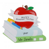 An Apple for the Teacher Personalized Christmas Ornament ~ World's Greatest Teacher