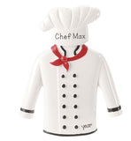 Personalized Chef Ornament ~ White Chef Uniform with Hat ~ Cooking Ornament ~ Baker Ornament ~ Culinary Gift ~ Head Chef Personalized Gift