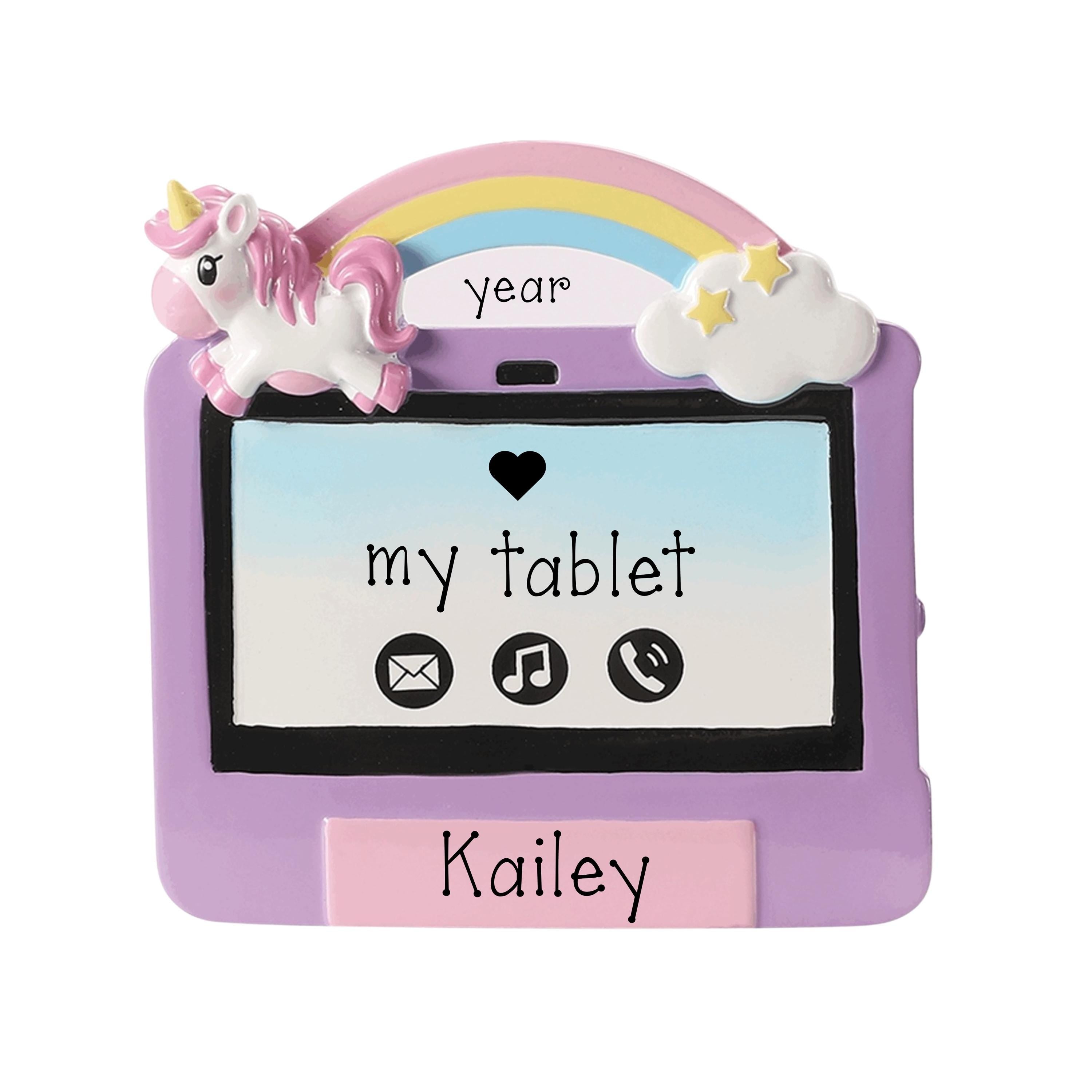 Girl Tablet Personalized Christmas Ornament ~ Child Pink Tablet ~ Little Girl Pink I-Pad Christmas Ornament ~My First Tablet ~Toddler Tablet
