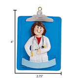 Personalized Female DOCTOR Ornament with Clipboard