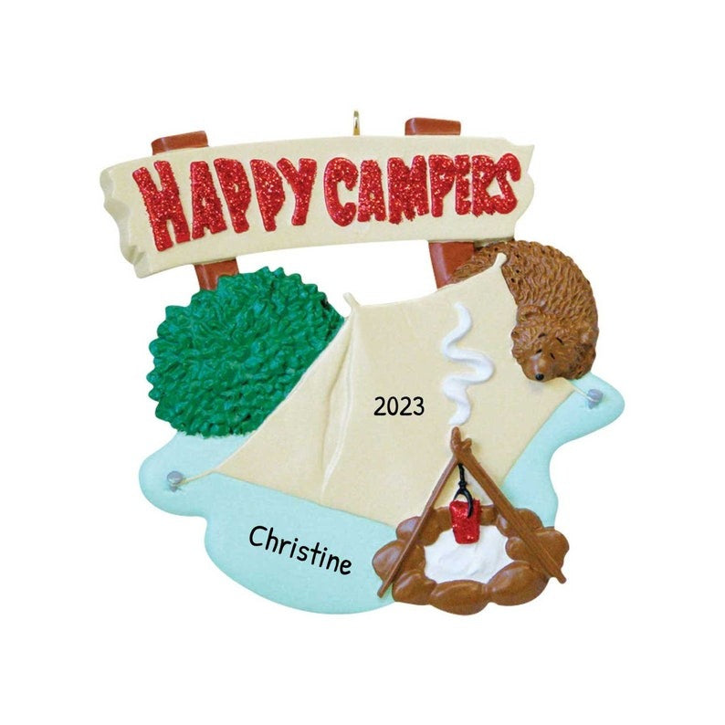 Tent "HAPPY CAMPERS" ~Personalized Christmas Ornament