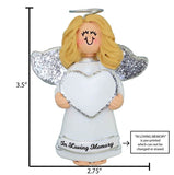 Personalized Blonde Angel with Silver Glitter Wings Christmas Ornament
