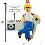 Blonde MALE NEW DRIVER'S LICENSE Personalized Christmas Ornament