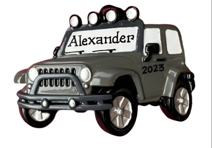 Personalized Gray JEEP 4x4 off road Ornament ~ Off Road Utility Vehicle