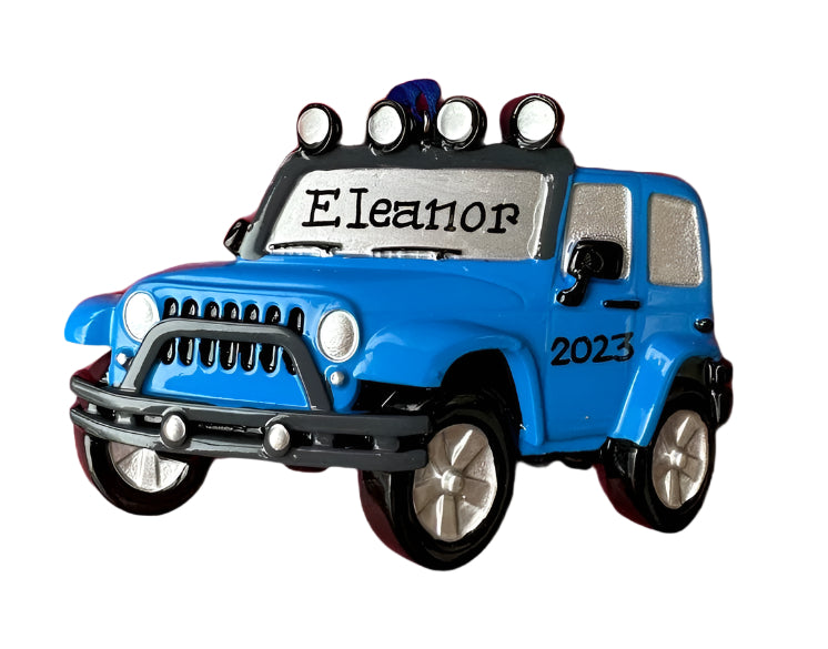 Personalized Blue JEEP 4x4 off road Ornament ~ Off Road Utility Vehicle