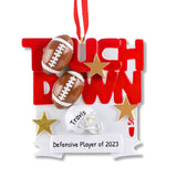 Football Christmas Ornament~Touch Down Personalized Ornament~Football Player Christmas Ornament~Football Coach Gift~Personalized Gifts