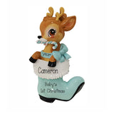 Baby Boy's First Christmas REINDEER Ornament~Baby Boy Ornament~Christmas Ornaments~Hand Personalized~blue Baby Ornament~Baby Shower Gift