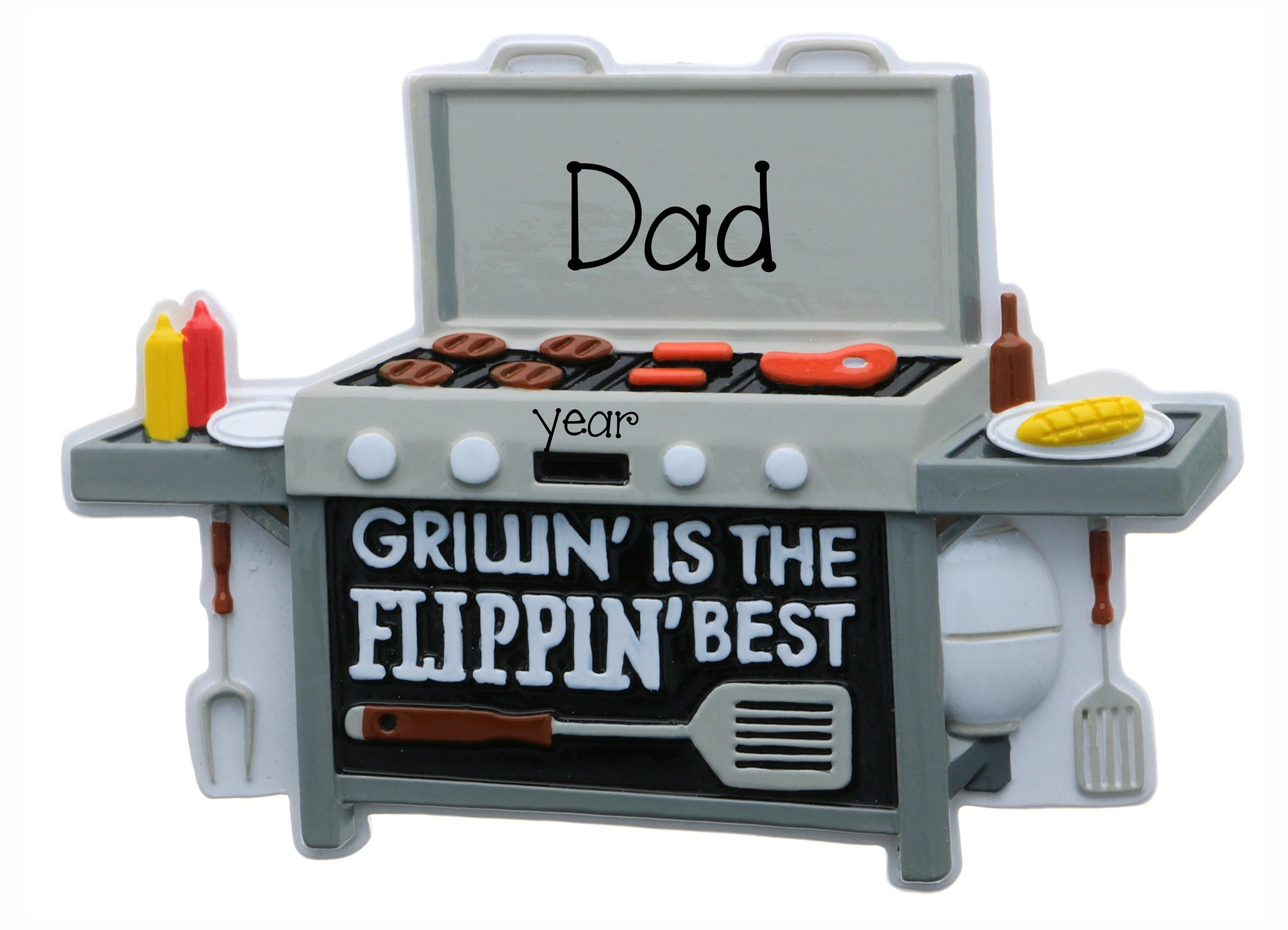 Personalized GRILLING Ornament~Christmas Ornaments~Cooking~Hand Personalized Ornament~Personalized Gifts~Grill Master Ornament~Dad Ornament