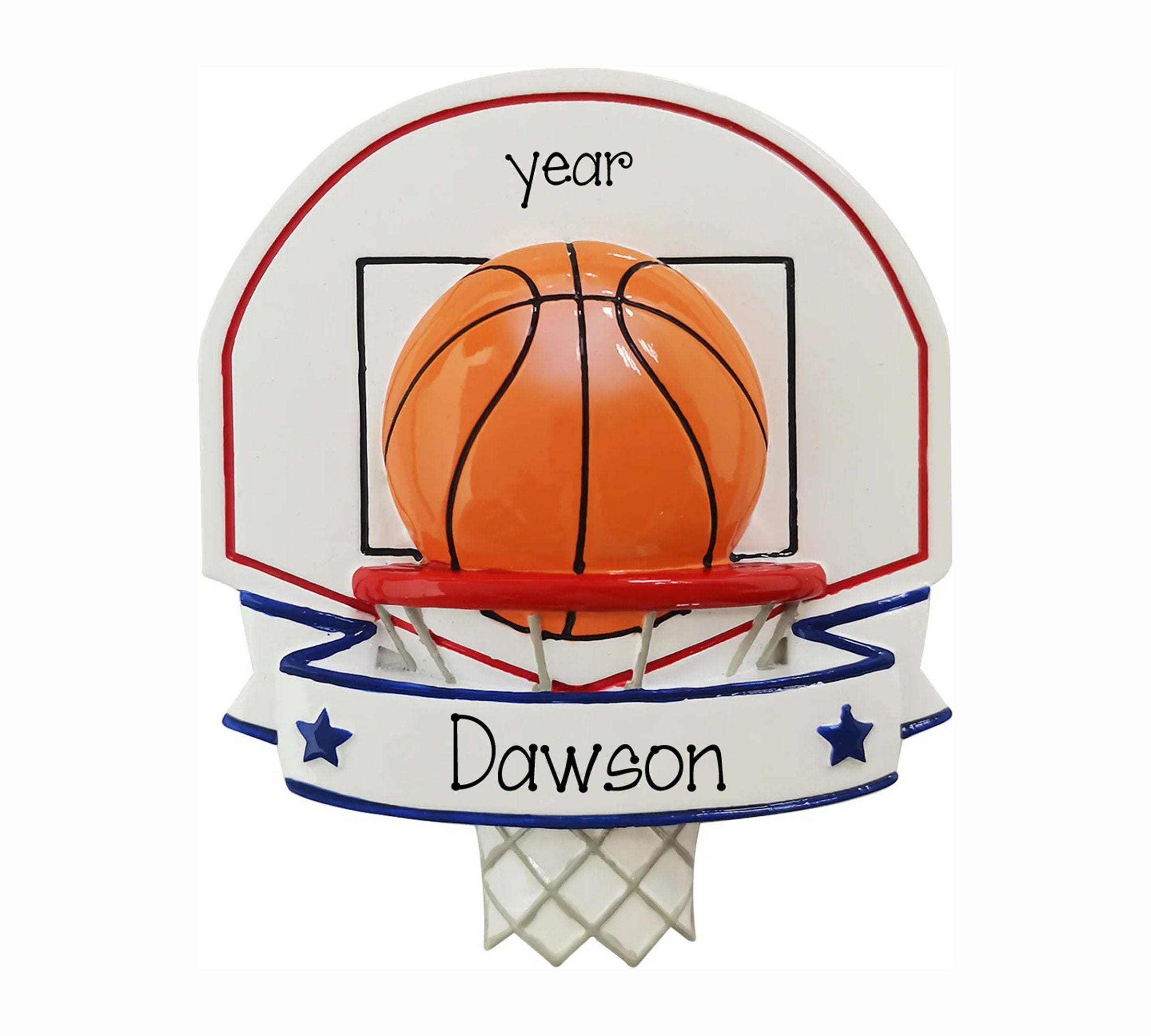 BASKETBALL Ornament~Christmas Ornament~Hand Personalized Ornament~Basketball Backboard~Personalized Gifts~Basketball Player Ornament