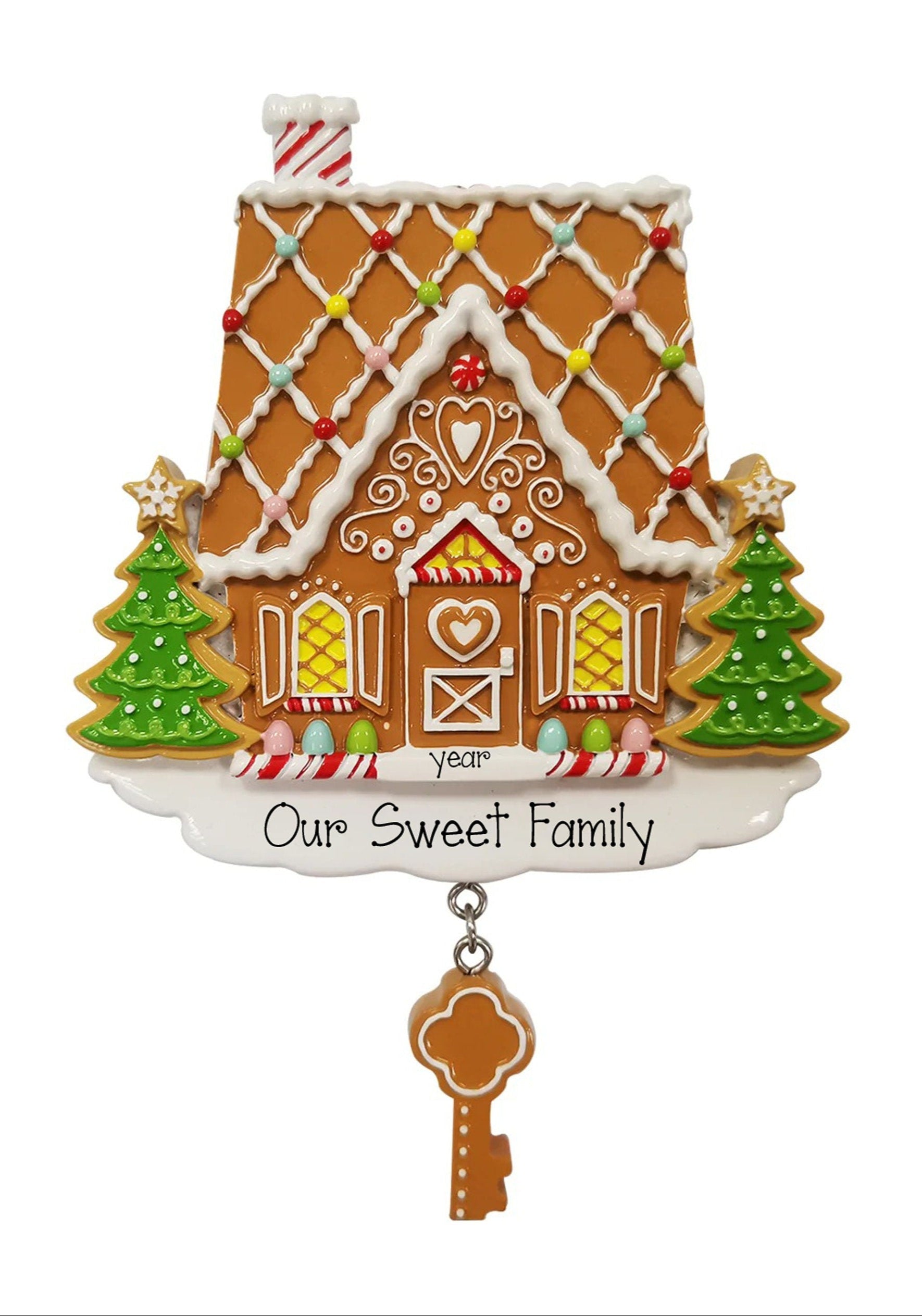 GINGERBREAD HOUSE with Key Christmas Ornament