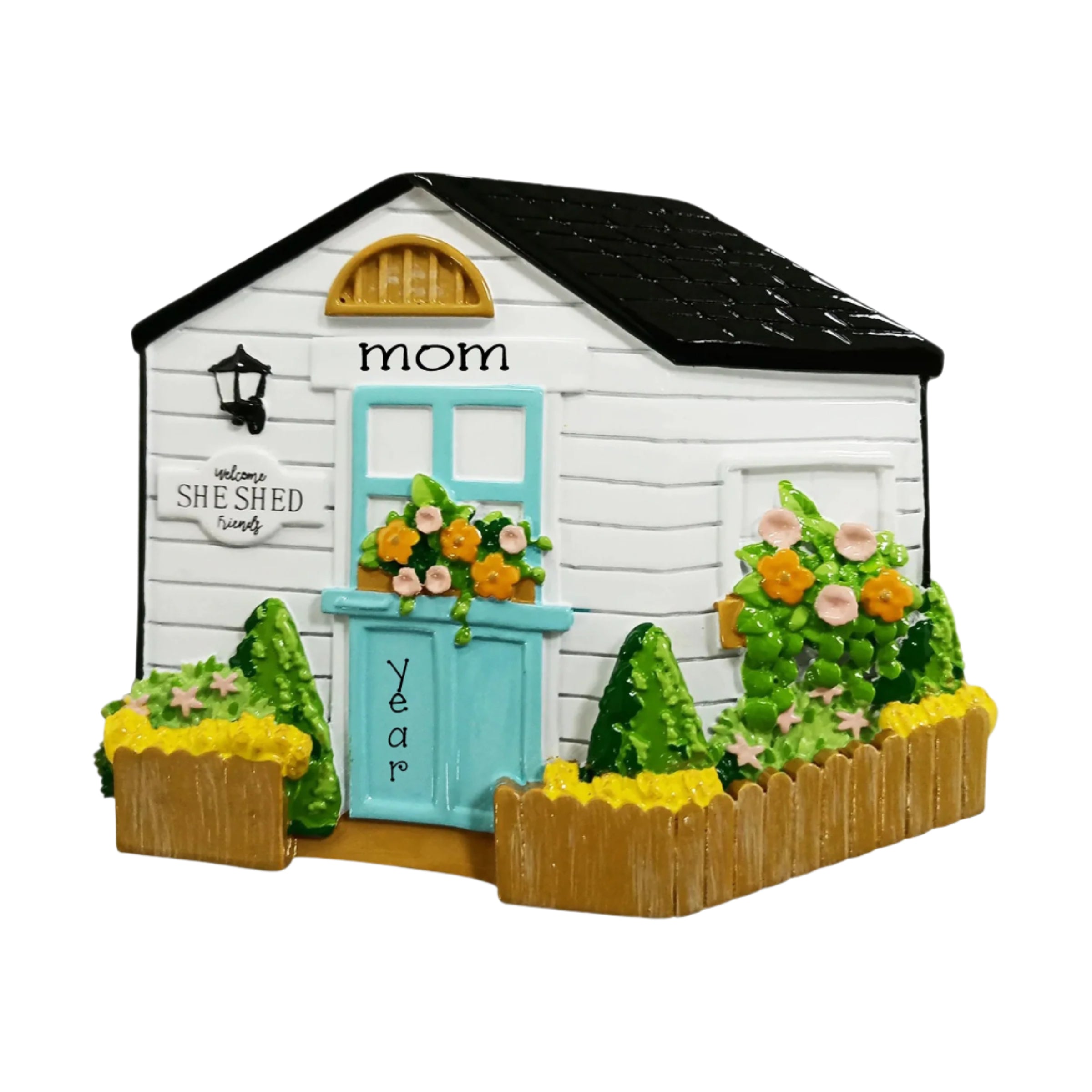 SHE SHED Personalized Ornament~Love Flowers Ornament~Christmas Ornaments~For Mom~Garden Club Ornament~Hand Personalized~Personalized Gifts