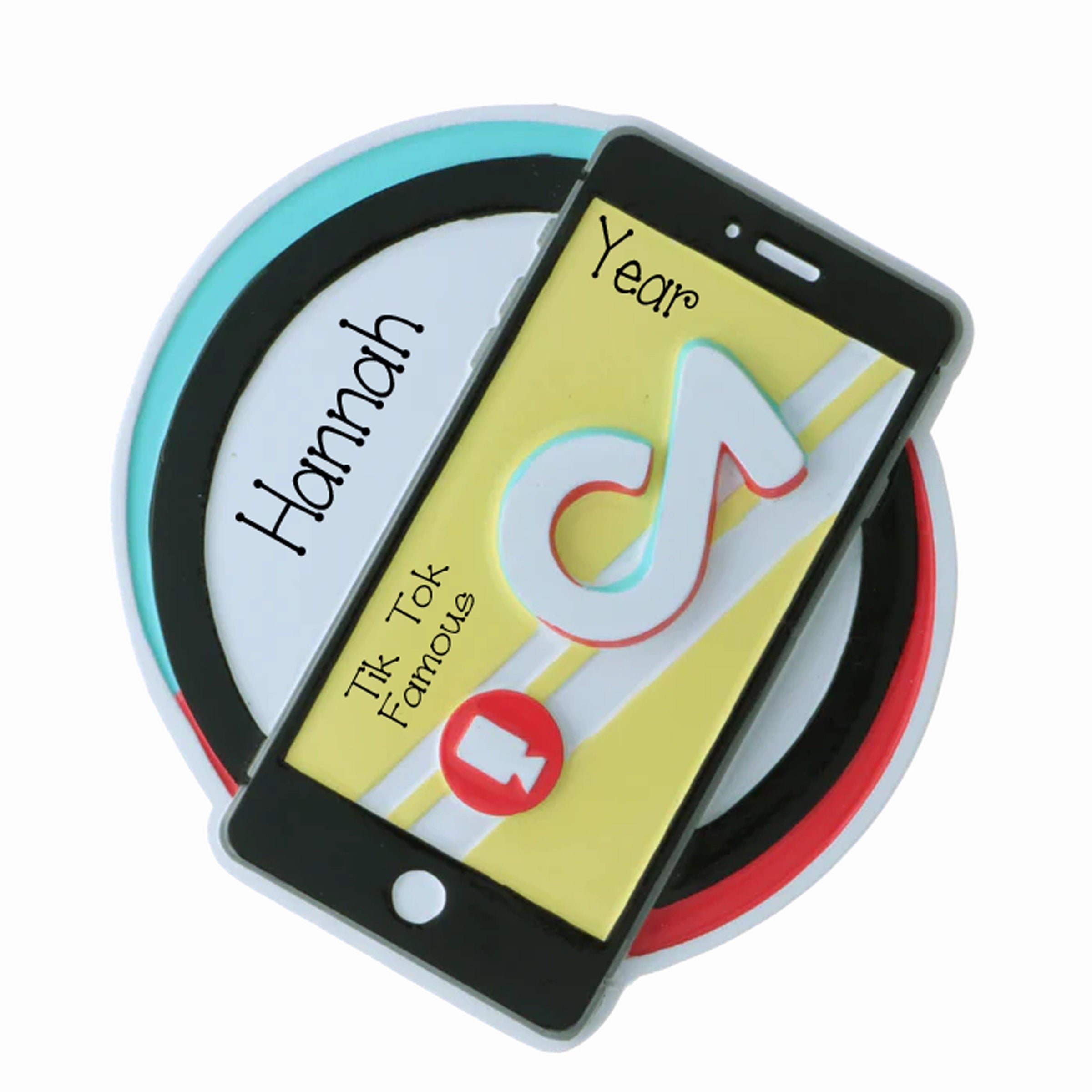 Personalized Social Media Ornament~Tic Toc Ornament~Hand Personalized Ornament~Music Ornament