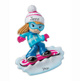 Personalized Snowboard Christmas Ornament ~ Female Snowboarder ~ Hand Personalized Ornament ~ Snowboarding Ornament