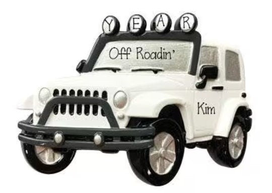 Personalized White JEEP 4x4 off road Ornament ~ Off Road Utility Vehicle