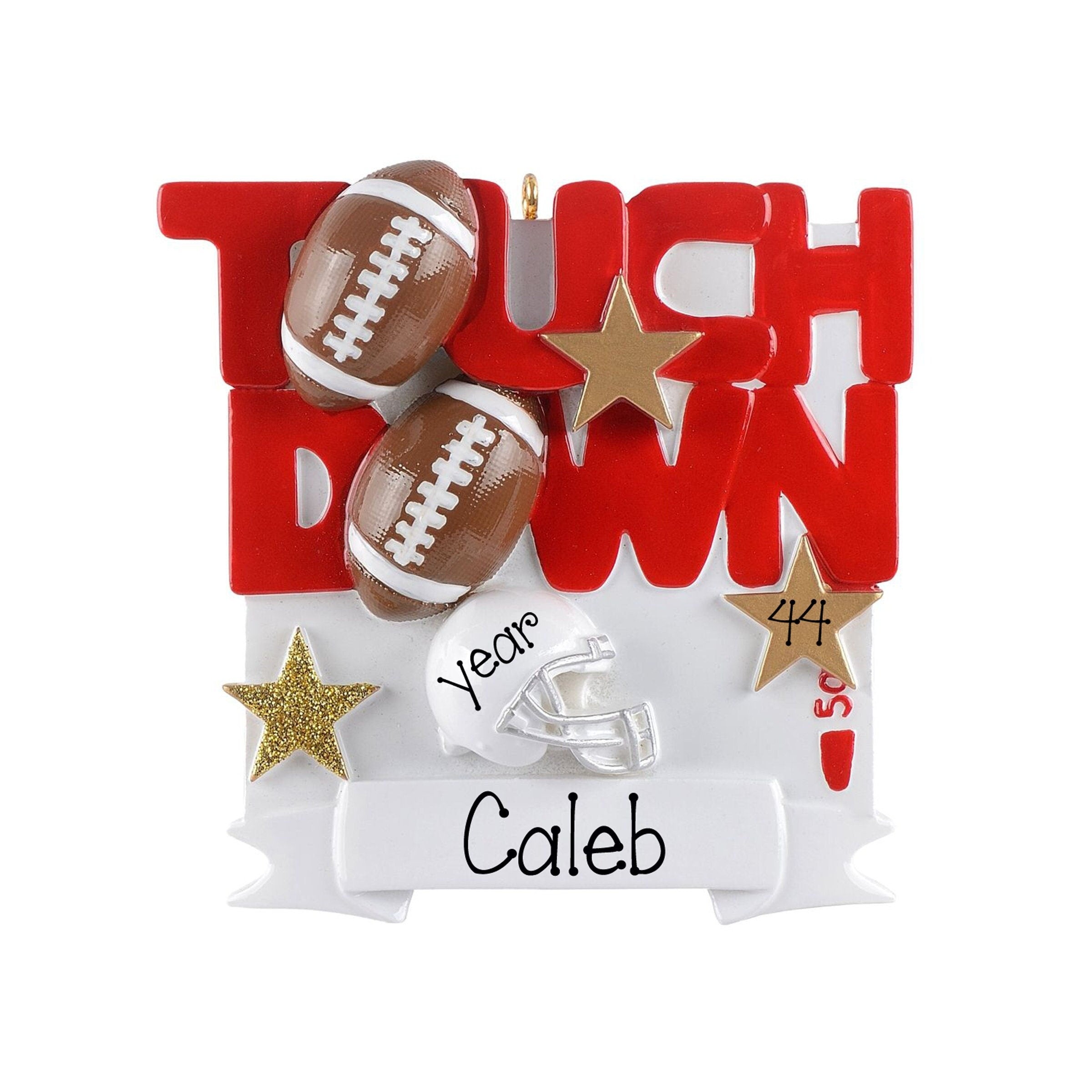 Football Christmas Ornament~Touch Down Personalized Ornament~Football Player Christmas Ornament~Football Coach Gift~Personalized Gifts