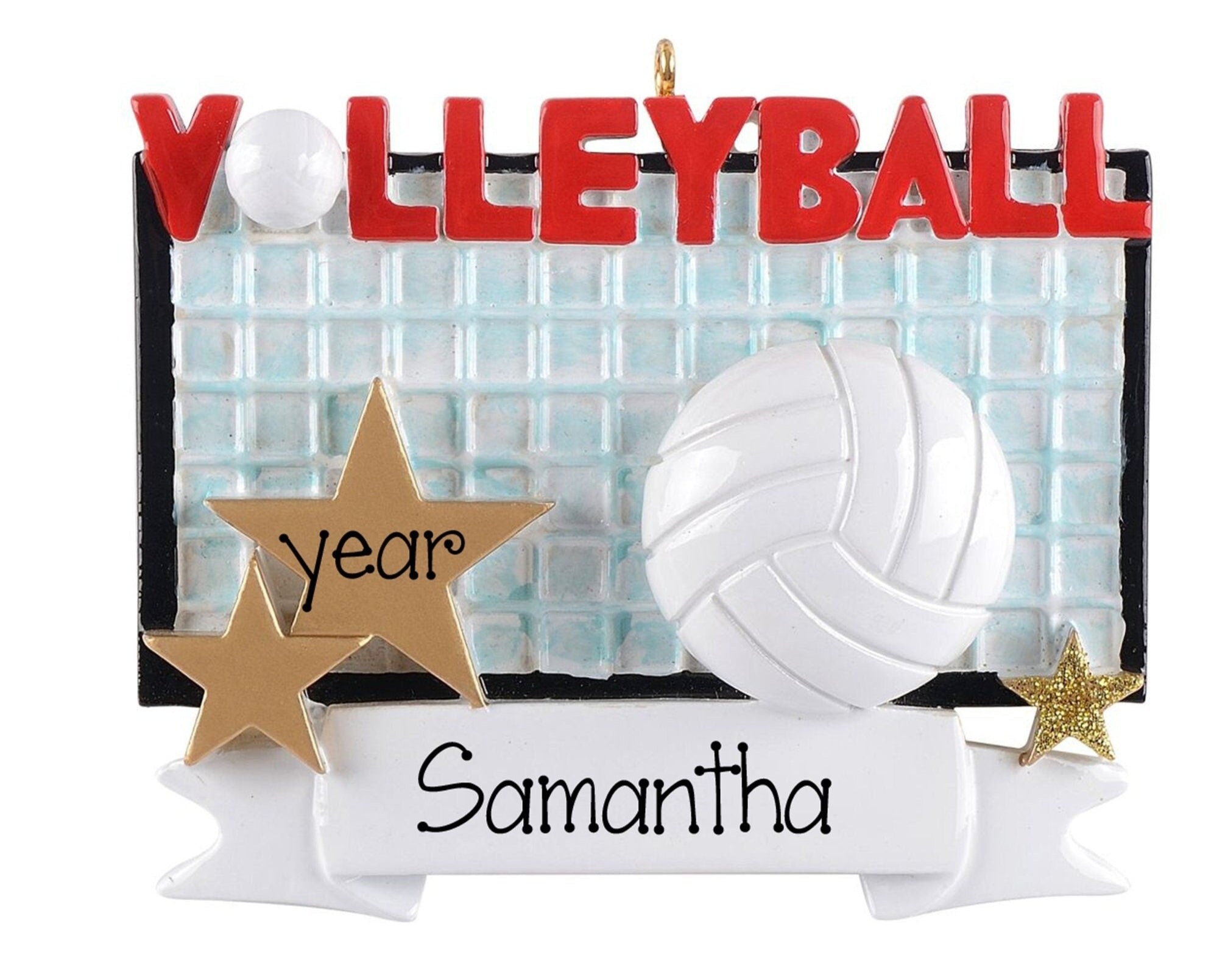 Personalized Volleyball Christmas Ornament ~ Volleyball and Net Ornament
