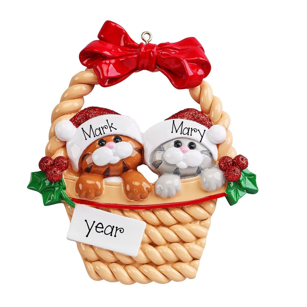 Christmas Kitty Couple Ornament ~ Cute Kitten Basket Ornament ~ Cat Couple Ornament ~ Cat Lovers Gift