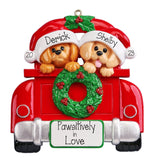 Single Parent ~ Doggy Couple Ornaments Dogs in Red Car Christmas Ornaments ~ Personalized Christmas Ornaments For Couples ~ Best Friends Ornament