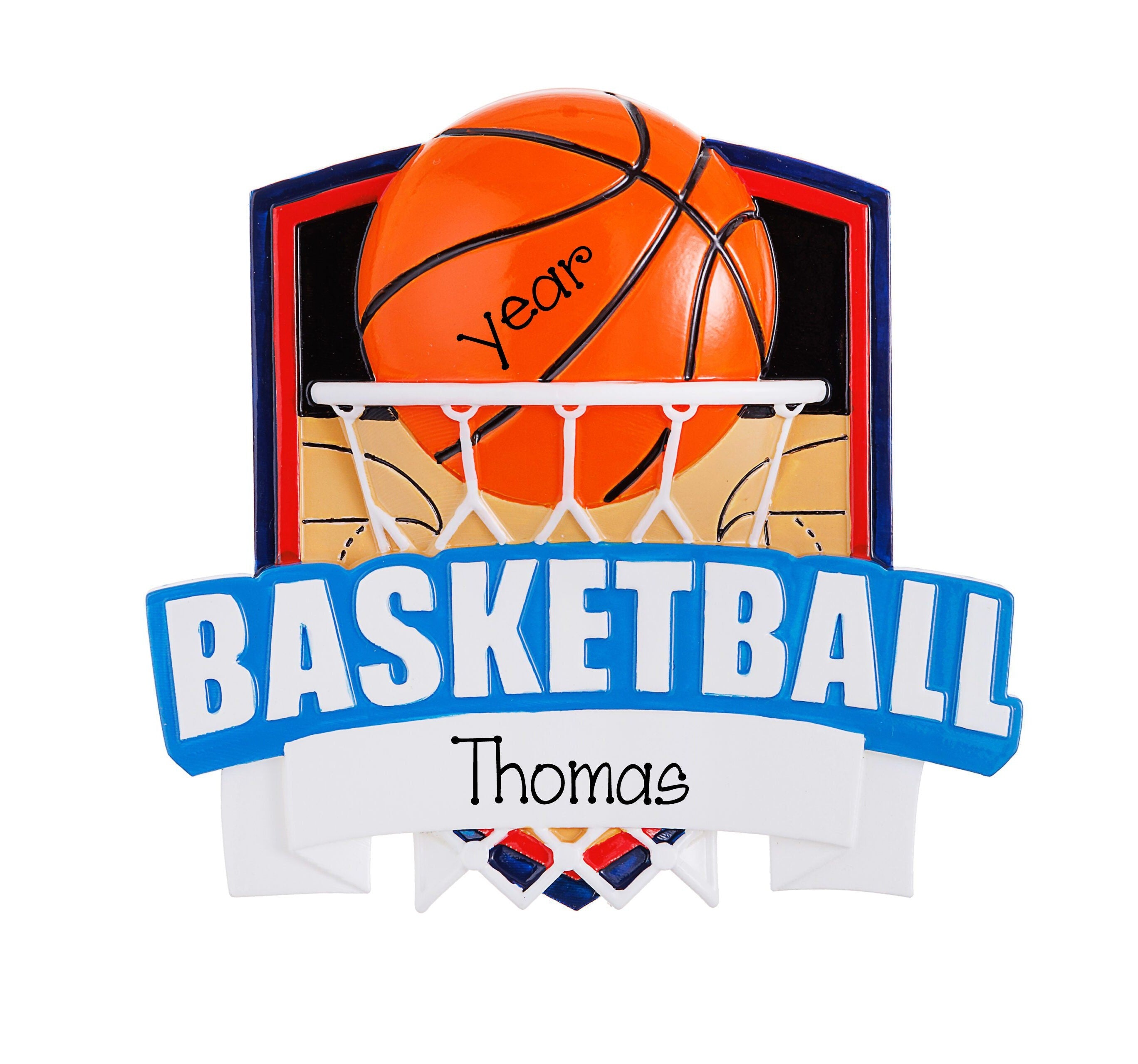 Personalized Basketball Ornament ~ NBA Basketball Ornament ~ Sports Ornament ~ Backboard & Ball ~ Personalized Gift ~ Basketball Coach Gift