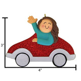 Personalized Brunette Female New Driver Ornament ~ Drivers License Christmas Ornament