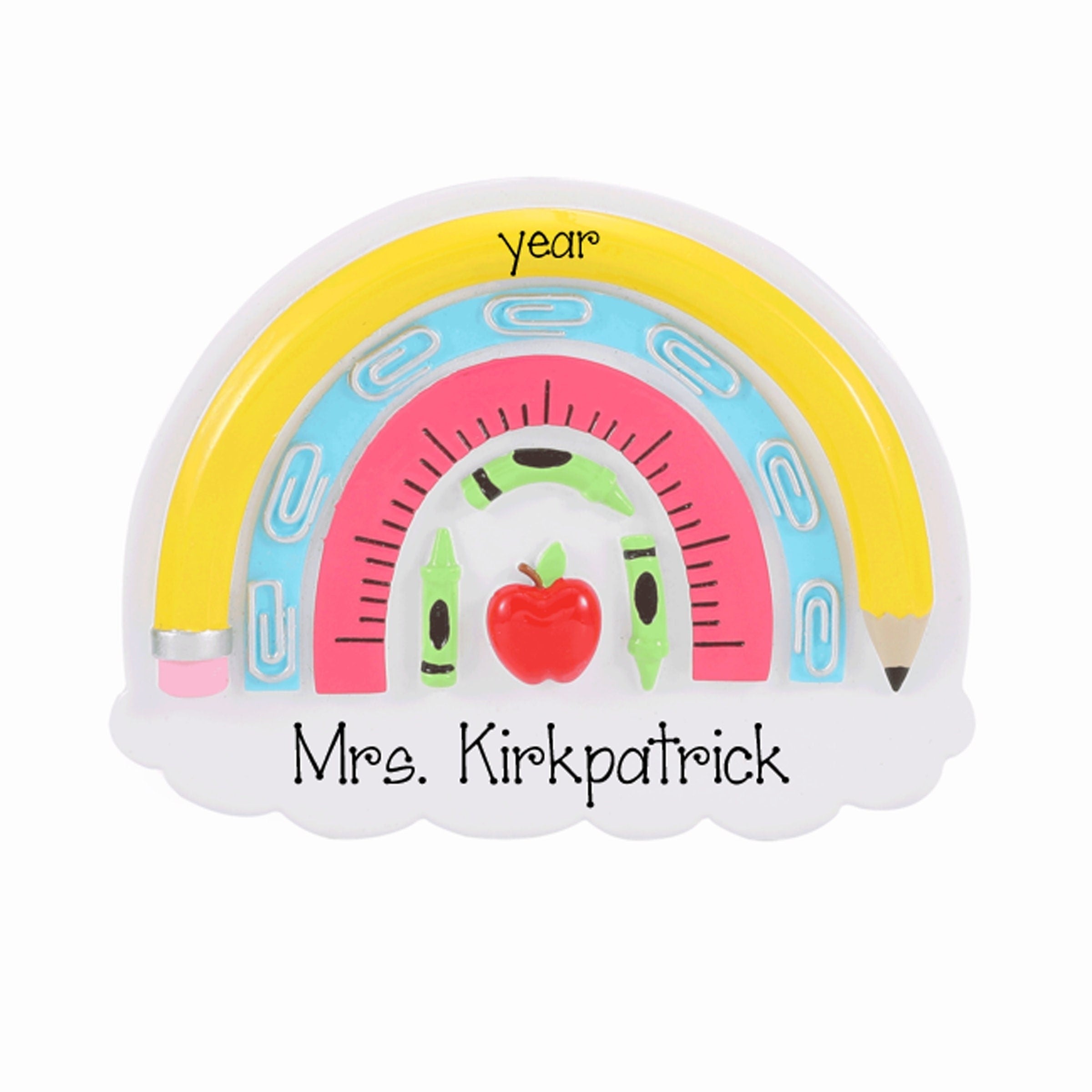 SCHOOL TEACHER Rainbow Personalized Ornament ~ Teacher Gift ~ Best Teacher Gift