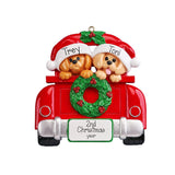 Single Parent ~ Doggy Couple Ornaments Dogs in Red Car Christmas Ornaments ~ Personalized Christmas Ornaments For Couples ~ Best Friends Ornament