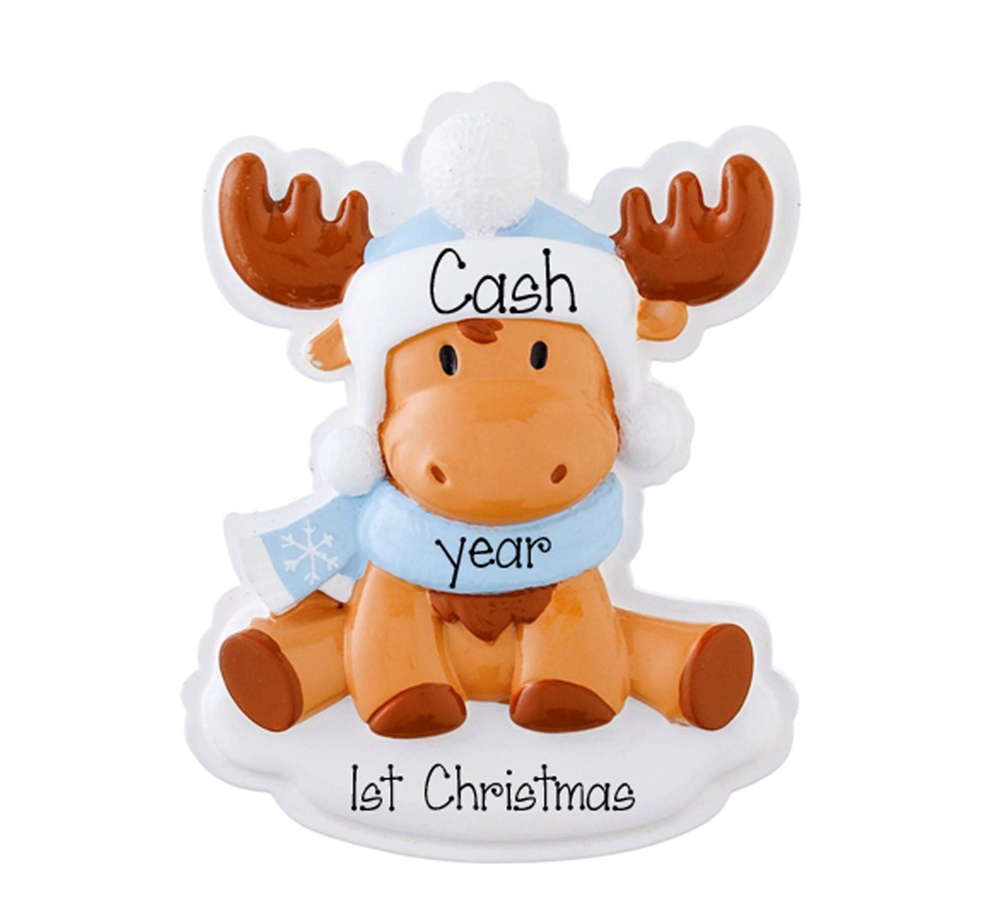 Personalized Baby Boy Moose Ornament ~ Baby's First Christmas Ornament ~ Baby Boy Ornament with Date~ Christmas Ornament ~ Hand Personalized