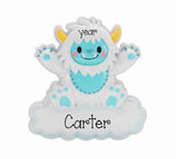 Baby Boy's 1st Christmas Ornament ~ Blue Yeti Ornament ~ Abominable Snowman Gift ~ Sasquatch Ornament ~ Big Foot Ornament ~Hand Personalized