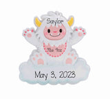 Baby Girl's 1st Christmas Ornament ~ Pink Yeti Ornament ~ Abominable Snowman Gift ~ Sasquatch Ornament ~ Big Foot Ornament~Hand Personalized