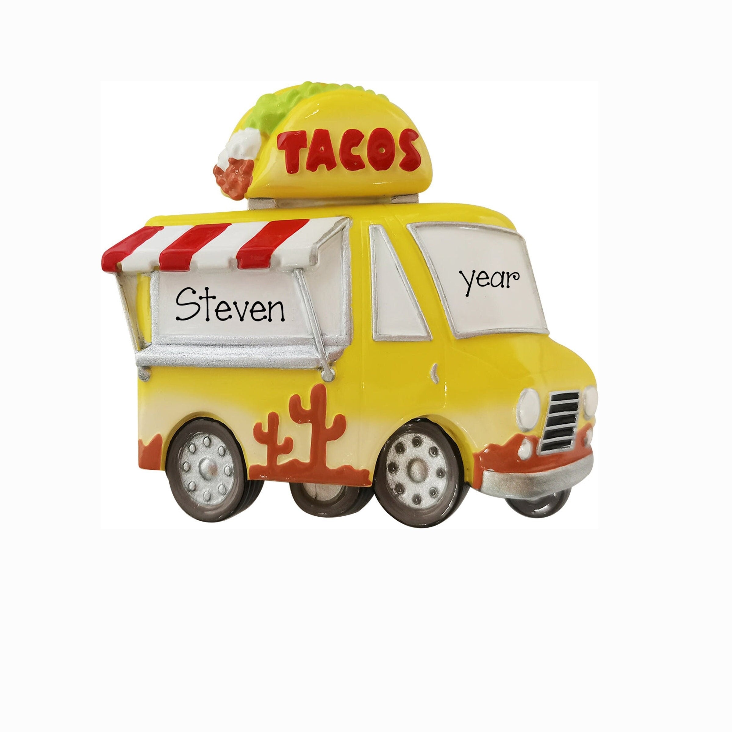 Personalized Taco Truck Ornament ~ Mexican Food Truck Ornament ~ Taco Lover Gift ~ Food Ornament ~ First Job Ornament ~ Taco Ornament