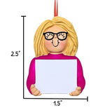 Blonde Girl with glasses Personalized Ornament for Christmas